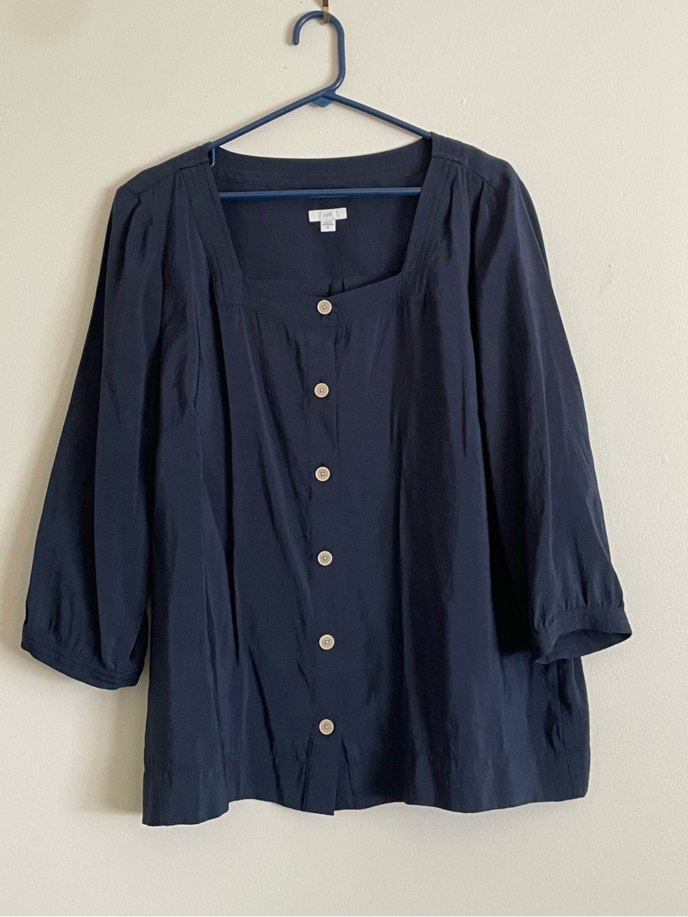 J Jill navy button up blouse